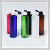 Botella blanca de hombro plano de 250 ml con tapa abatible tipo mariposa botella de aceite negro 250 ML botella de hidrosol azul botella de jabón para platos