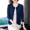 Cárdigan de Seda para Mujer de la Ciudad de Ordos, Corte Holgado, Cuello Redondo Bajo, Ropa de Abrigo, Abrigo de Lana Tejido Primavera 2024