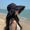 Chapéu de Sol com Vinil UV Japonês Proteção Solar para Mulheres Verão Cobertura Facial Chapéu de Sol Anti-UV Ciclismo Aba Larga Chapéu de Pescador