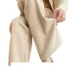 Pantalones ZLS de otoño e invierno de corte ajustado y pierna ancha para mujer, nuevo estilo 2025, pantalones casuales de mezcla de lana de tiro alto rectos adelgazantes con forro polar y grosor adicional