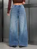 2026 Nova Marca Independente Transfronteiriça Estilo Europeu e Americano Calça Jeans com Rebites Lavagem Vintage Casual Versátil Solta de Perna Reta