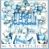 Set de globos de fondo de seda de lluvia transfronteriza globos de papel de aluminio feliz cumpleaños decoración de fiesta de primer cumpleaños