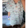 Pijama de Cachorros Azules con Manchas para Niñas, Conjunto de Dos Piezas con Shorts de Manga Corta de Verano y Cárdigan, Se Puede Usar Afuera como Ropa de Casa