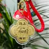 Chaveiro de Ouro Puro 999, Pulseira de Cogumelo Atrai-Fortuna, Pingente para Celular, Pingente de Bolsa, Personalização no Atacado