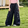 Mono Blanco para Niñas Pantalones de Pierna Ancha Verano 2026 Nuevas Llegadas Niños Grandes Pantalones Casuales Holgados Estudiantes de Secundaria Pantalones Delgados