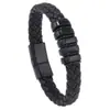 Fecho Magnético Simples de Liga, Pulseira Hip-Hop Europeia e Americana, Pulseira Trançada de Couro Multicamadas Masculina Mais Vendida no Exterior