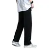 Calça Esportiva Masculina de Verão, Fina, Solta, Tamanho Grande, Perna Reta, Feita de Seda Gelada com Caimento Fluido, Adequada para Comércio Exterior