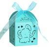 Casamento laser oco caixa de doces de prata elefante fita caixa de festa de férias infantil bebê elefante padrão de amor