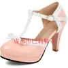 Sandalias Redondas de Estilo Europeo y Americano Tacón Alto Moño Talla Grande Plataforma Impermeable Zapatos de Mujer