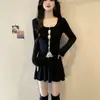 Nuevo conjunto de punto de dos piezas para mujer de talla grande, estilo patchwork de encaje, para principios de otoño, con un diseño único