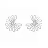 Pendientes de Flor Exagerada de Aleación Hueca de Diseño Europeo y Americano, Pendientes Florales Tridimensionales de Estilo Minimalista Vintage para Mujer, Transfronterizo