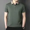 Camiseta Polo de Verano de Alta Calidad Transfronteriza de Manga Corta con Cuello Camisero para Hombre, Transpirable, Amigable con la Piel, Casual, Versátil, Tendencia, Pelo