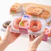 Caixa de embalagem para donuts duas peças de rolo de bolo de pista única embalagem transparente para assar confeitaria