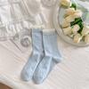 Miu Ballet Style Bow Bubble Mouth Stack Meias Malha de Verão Meias Finas Mid-Socks Renda Desossada Anti-Pilling