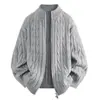 2026 Nuevo Suéter de Punto con Cremallera y Cuello Alto de Cable para Hombre Otoño/Invierno Transfronterizo Ropa de Punto Talla Grande Chaqueta Cardigan Casual para Hombre