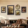 Pintura decorativa para sala de estar estilo medieval, arte de pared para gabinete de recibidor retro francés, pintura artística de alta gama para comedor y cabecera de dormitorio
