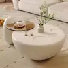 Mesa de Centro Estilo Crema para Sala de Estar Hogar Apartamento Pequeño Nueva Redonda Minimalista Diseño Creativo Sentido de Alto Nivel Mesa de Centro