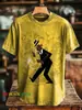 Moda Transfronteiriça Estampa de Padrão Artístico de Jazz Masculina Gola Redonda Manga Curta Estampa Digital 3D Feito Sob Medida, A Partir de Uma Peça
