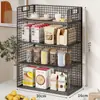 Prateleira de Armazenamento para Mesa de Trabalho Cozinha Organizador Multifuncional em Camadas Mesa de Jantar Lanche Mesa de Centro Porta-Copos Caixa de Armazenamento para Saquinhos de Chá Bancada