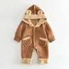 ¡Nuevo traje para gatear! Ropa de bebé de moda estilo nórdico para otoño e invierno, mameluco con capucha unisex para usar al aire libre