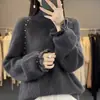 Blusa de Malha Base Cinza Moda Flor Manga Tricô Feminina 2026 Nova Outono Inverno Roupa Íntima Elegante Tamanho Plus Roupas Femininas Suéter Outono Inverno