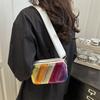 Twill Arco-Íris 2026 Color-Block Moda Coreana Elegante Corrente Listrado Diagonal Ombro Único Transversal Pequena Quadrada Bolsa para Mulheres