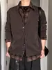 Ropa para Hombre Estilo Old Money: Camisa Falsa de Dos Piezas de Manga Larga para Otoño, Aspecto Sofisticado e Intelectual, Ropa en Capas con Chaqueta, Vintage