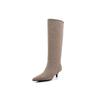 Botas Altas de Couro de Vaca Fashionáveis Estilo Britânico 2026 Outono Novo Bico Fino Salto Agulha Acima do Joelho Longas Trançadas Botas de Moda