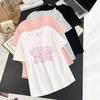 Tamanho Plus 100kg Menina Gorda Verão Novo Estilo Letra Pequena Elefante Manga Curta Casual Manga Média Camiseta Top 7416