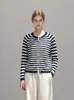 Cárdigan de punto retro a rayas estilo francés de manga larga, nuevo diseño de primavera/otoño para mujer, prenda exterior elegante, top de bloques de color