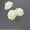 Flores Artificiales de Rosa de Montaña de Nieve de Tres Cabezas Transfronterizas para Decoración de Fondo de Salón de Bodas y Arreglo de Pasillo