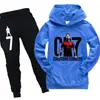 Comércio exterior roupas infantis meninos e meninas agasalho esportivo com forro de fleece outono suéter infantil estampado moletom calça conjunto