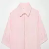 Comercio exterior al por mayor transfronterizo otoño mujer nuevo estilo europeo y americano manga corta perla sintética popelina blusa top