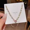 Collar cuadrado pequeño de circón ultrabrillante estilo coreano para mujer, lujo ligero, elegante, cadena para clavícula de acero de titanio de alta gama, venta al por mayor