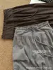 Pantalones anchos grises con ribete de encaje para mujer, nueva colección otoño 2026, de cintura alta, corte holgado, con caída fluida, estilo casual y relajado, adecuados para figuras petite