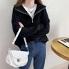 Suéter de punto grueso neutro con solapa y doble cremallera de estilo coreano, diseño de dos piezas, otoño e invierno, nuevo patrón vertical