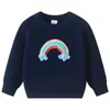 Suéter Pulóver Arcoíris Transfronterizo Estilo Coreano 2026 para Niños y Niñas, Ropa Interior Básica de Punto para Niños Otoño e Invierno, Directo de Fábrica