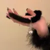 Fecha de la Primera Nieve~ Collar de Perlas con Copos de Nieve de Pluma para Mujer, Gargantilla de Felpa Estilo Hada Invernal, Cadena de Cuello Navideña de Alta Gama