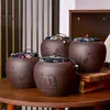 Bote de Arcilla Púrpura para Té con Tapa, Tamaño Pequeño, Sellado, Almacenamiento a Prueba de Humedad para Té Pu-Erh, Empaque de Té para Uso Doméstico