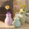 Flor de amapola DIY Jarrón de Tubo de Ensayo de Resina de Cristal Yeso Cemento Borde de Encaje Boca Redonda Portavelas Molde de Silicona