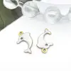 Versão Coreana Fofo Oceano Colorido Golfinho Aço Inoxidável Esmalte Acessórios de Joias Pingente DIY Colar Chaveiro Pingente