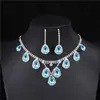 Requintado Gotas de Água Cristal Diamante Colar Brincos terno Casamento Nupcial Acessórios de Vestuário Atacado Gotas de Água Esmeralda