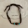 Bufanda de Seda Minimalista Estampado Paisley, Collar de Piedra Ojo de Tigre Flor Gota de Agua para Mujer, Cadena para Clavícula de Moda Versátil de Lujo Ligero