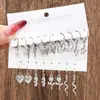 Venta Caliente Transfronteriza Estilo Ins Estrella de Cinco Puntas Corazón Serpiente Mariposa Rosa Hebilla de Oreja Traje Pendientes de Tendencia Simple 9 Pares