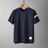 Camiseta de Verano de Algodón Puro con Cuello Redondo, Rayas Rojas y Blancas, Marca de Moda Tb, para Hombres y Mujeres, Camiseta Deportiva Casual Clásica de Manga Corta 2112