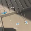Collar Colgante de Zirconia Azul Forma de Gota de Agua para Verano Fresco, Cadena de Clavícula de Lujo Ligero Estilo Nicho, Estilo Minimalista con un Toque de Sofisticación