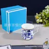 Série Azul Feminina Louça Fina de Porcelana de Osso Pratos Rasos 8+ 10 polegadas Conjunto Doméstico com Xícaras de Chá Conjunto para Presente Atacado