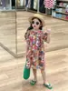 Ropa coreana para niños de verano 2024 nuevo vestido floral dulce estilo pintura al óleo estilo pastoral vestido de princesa para vacaciones