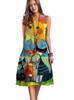 2026 Verano Europeo y Americano Transfronterizo Suministro Nuevo Sexy Vestido de Mujer con Estampado, Cuello en V, Sin Mangas, de Longitud Media con Dobladillo Ancho
