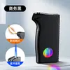 Encendedor Metálico Resistente al Viento de Doble Llama Azul, Popular de Venta Caliente Transfronteriza, Ventana de Luz Colorida Fresca, Recargable de Circulación